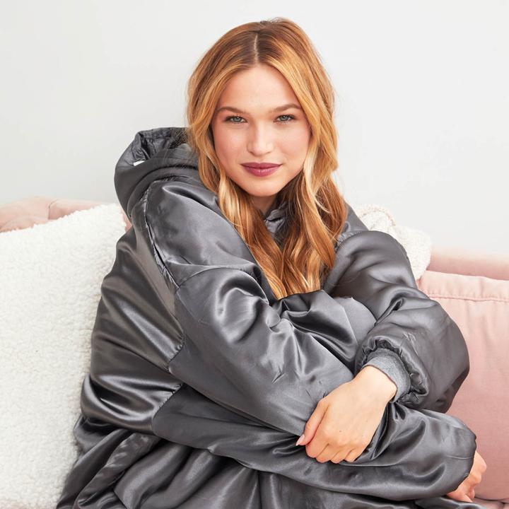 Image du produit Kitsch Satinhoodie Glazey Anthrazit (Taille unique)