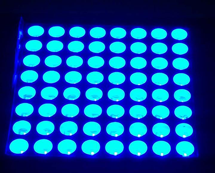 Actual product image OEM Ultra Bright 8x8 LED Matrix Blue 3.8 x 3.8 cm