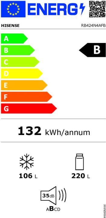 Energie-Label Hisense Kühlschrank RB424N4AFB