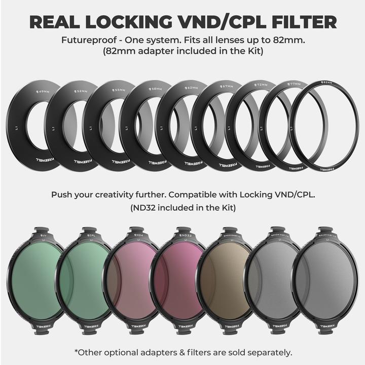 Productafbeelding Freewell Real Locking Variable ND/CPL Filter Mega Kit (82 mm, ND / grijsfilter)