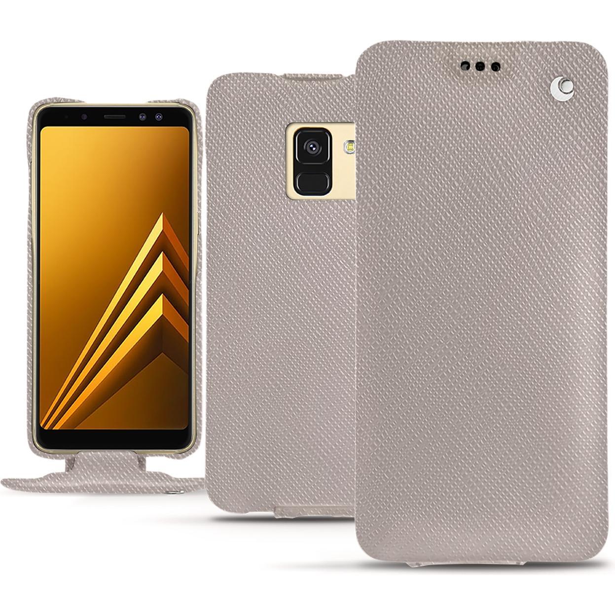 Noreve Lederschutzhülle vertikal (Samsung Galaxy A8+), Smartphone Hülle, Beige