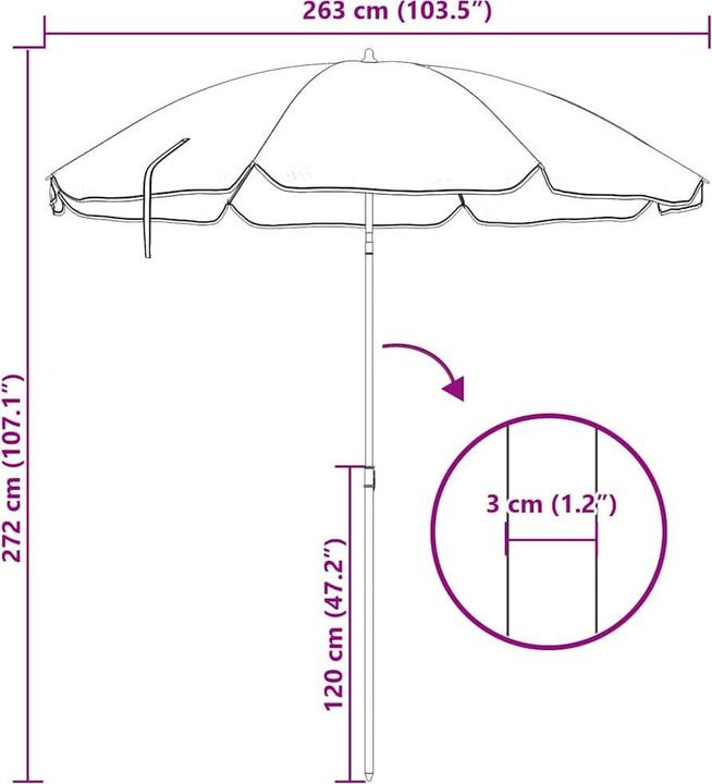 Image du produit vidaXL Strandparasol (2.63 m)