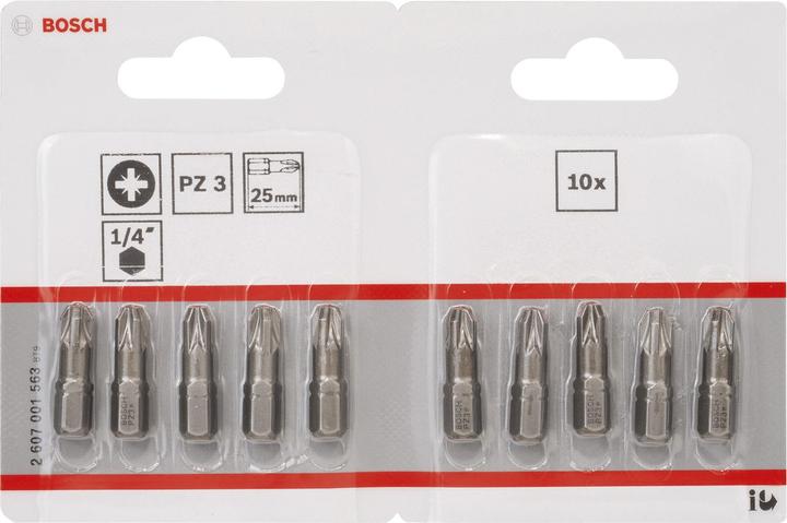 Actual product image Bosch Professional Zubehör Screwdriver bit extra-hard PZ 3, 25 mm, pack of 10 (Cross Pozidriv PZ M3)