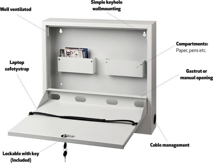 Image du produit Multibrackets Boîte murale verrouillable, blanche, capacité de charge 5 kg (Mur, 5 kg)