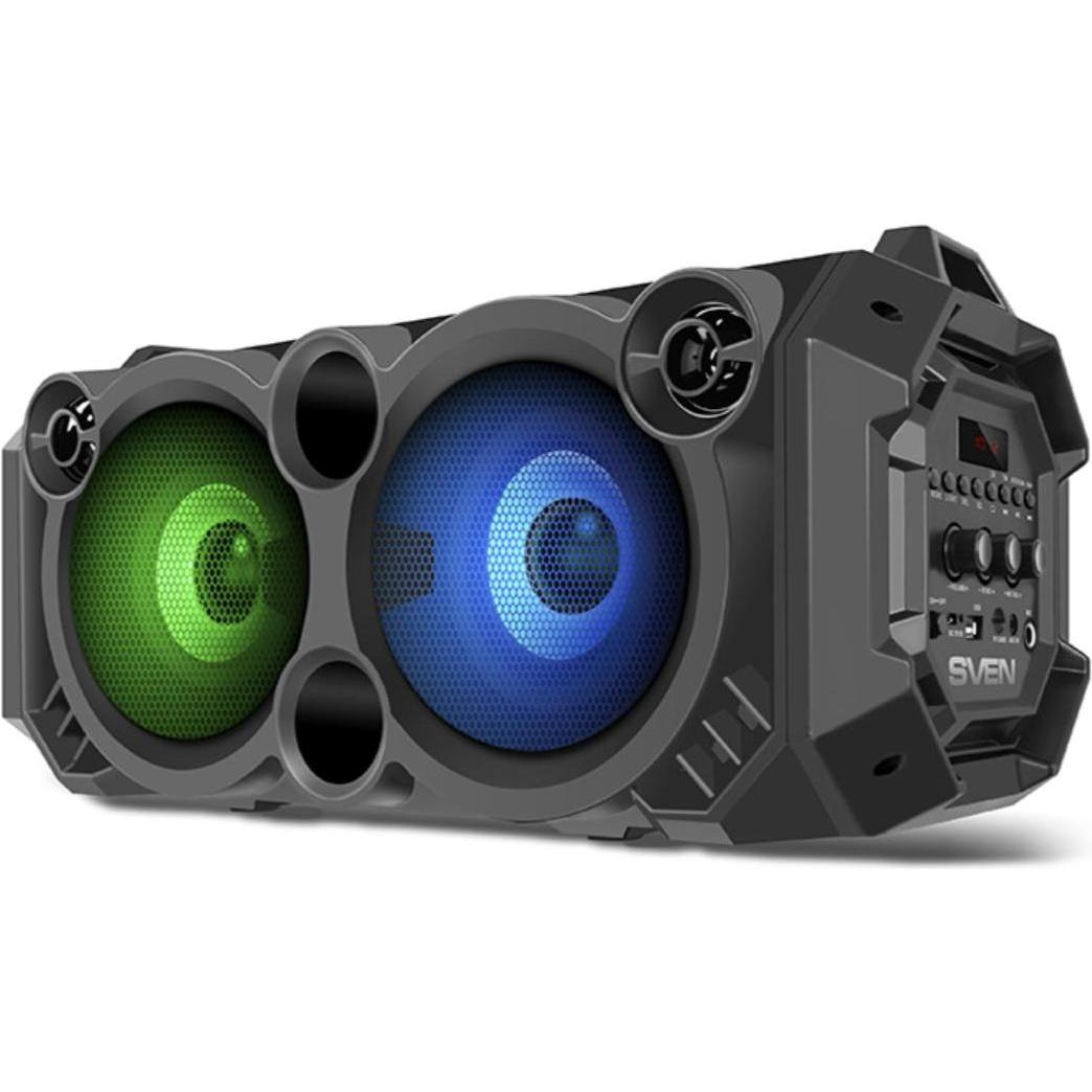 Sven Speaker PS-550, juodas, power output 2x18W (RMS), Bluetooth, FM, USB, Micro SD, LED-display, li (10 h, Akkubetrieb)...
