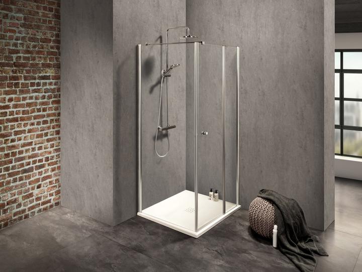 Actual product image Dusbad Shower cubicle/ shower enclosure Shower bath 2 hinged doors on fixed part on the right + shower (75 cm, 75 cm)