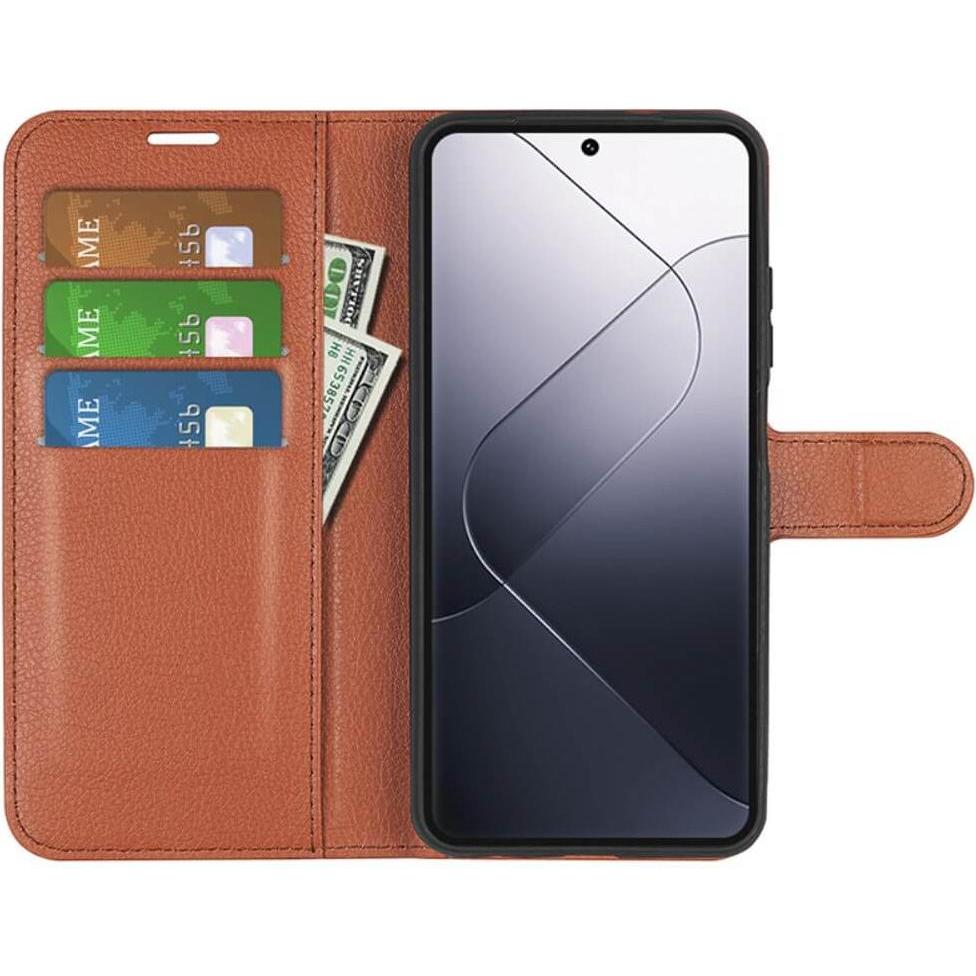 Thumbnail - Cover-Discount Xiaomi 14 Pro - Leder Etui Hülle braun (Xiaomi 14 Pro), Smartphone Hülle, Braun