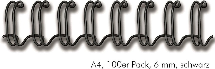 Produktbild Fellowes Drahtkamm 6mm, 34 Schlaufen, schwarz, 100 Stk.