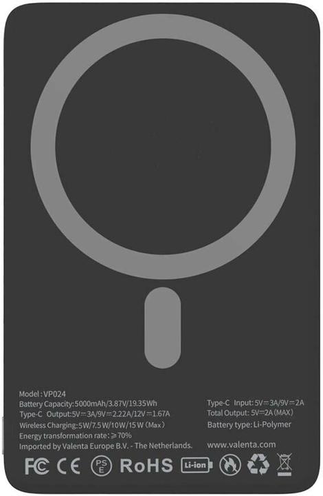 Image du produit Valenta Powerbank MagSafe Ultra Slim, Natural 5000 mAh (5000 mAh, 15 W, 19.35 Wh)