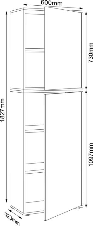 Valeurs nutritives et ingrédients VCM Armoire de bureau Sideboard Salia 5x L60