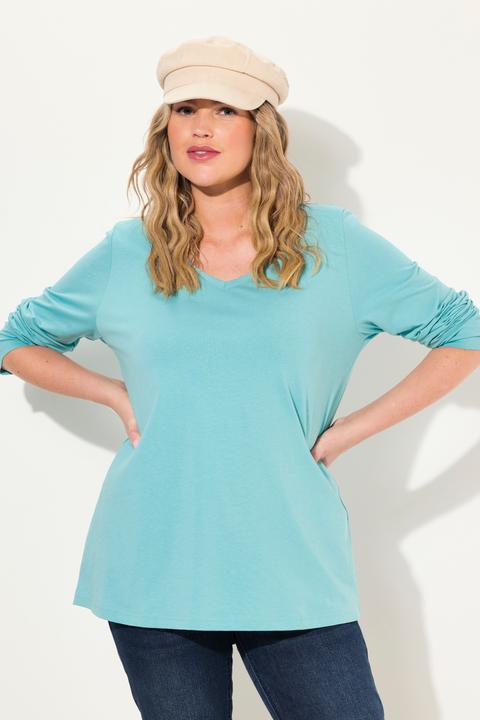 Produktbild Ulla Popken Shirt, Slim, V-Ausschnitt, Langarm (42, 44)