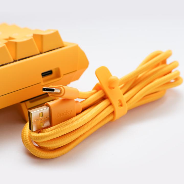 Actual product image Ducky One 3 Yellow Gaming Keyboard, RGB LED - MX-Red (US) (US, Cable)