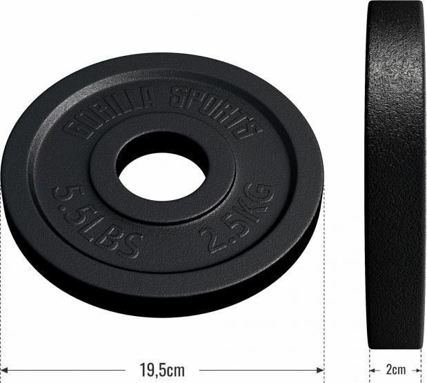 Produktbild Gorilla Sports Hantelscheibe 50/51mm 2,5 kg (1 x 2.5 kg)