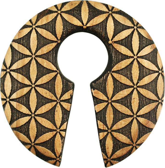 Actual product image Star Piercing Ohrgewicht Schlüsselloch Blume des Lebens aus Narra Holz (without brass, Organic)