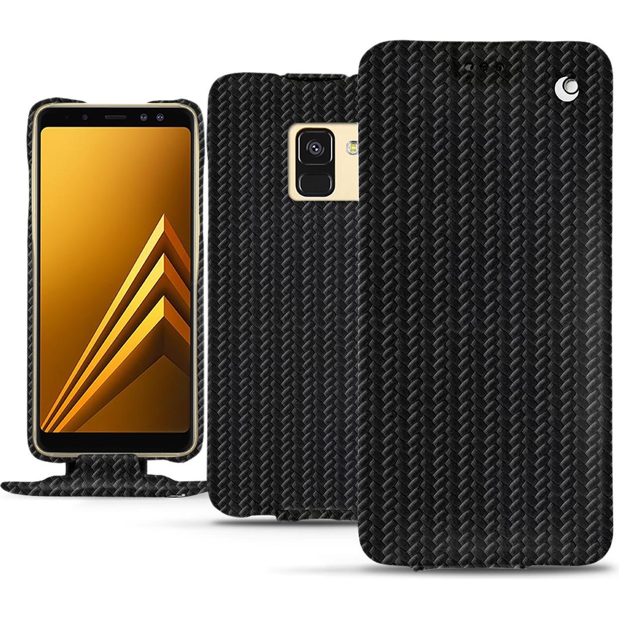 Noreve Lederschutzhülle vertikal (Samsung Galaxy A8+), Smartphone Hülle, Schwarz