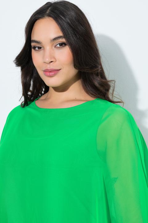Produktbild Ulla Popken Bluse, Chiffon-Überwurf, U-Boot-Ausschnitt, 3/4-Arm (50, 52)