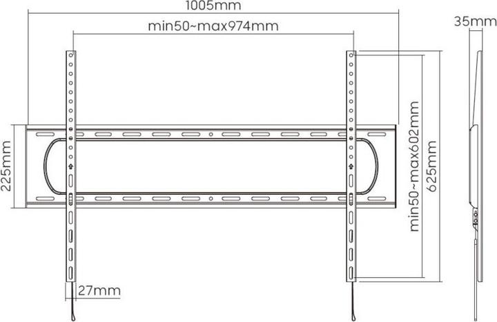 Image du produit equip Support mural 60"-120"/120kg 1TFT fixe (Mur, 120 kg, 60" - 120")