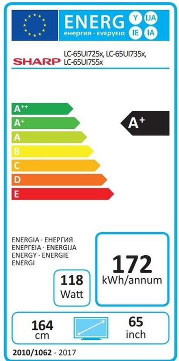 Energie-Label Sharp LC-65UI7252E (65", LCD, 4K, 2019)