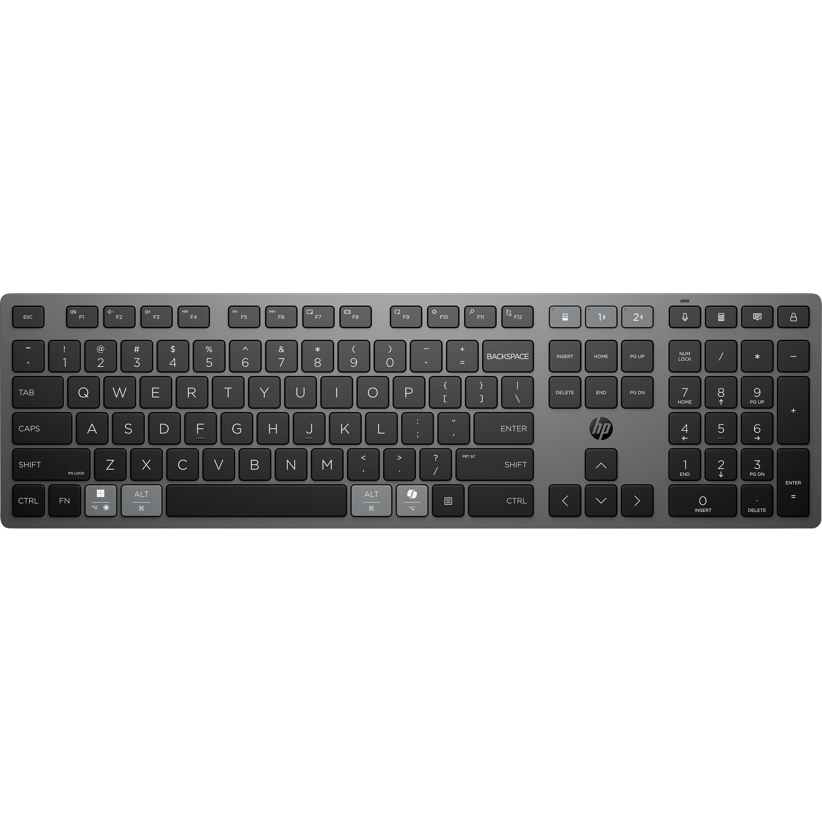 HP 725 Multi-Device Rechargeable Wireless Keyboard (DE) (DE, Kabellos), Tastatur, Grau