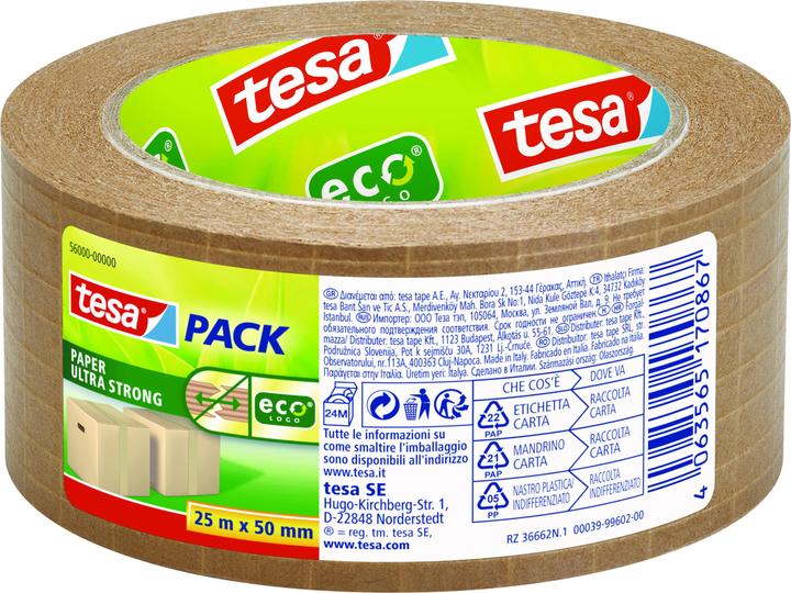 tesa Nastro da imballaggio in carta ecoLogo Ultra Strong (50 mm)