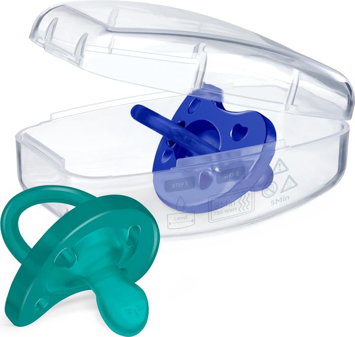 Actual product image Chicco Physiological soother PHYSIOFORMA SOFT, BLUE, silicone, 2 pieces - 16-36m (2 x, 16 - 36 M.)