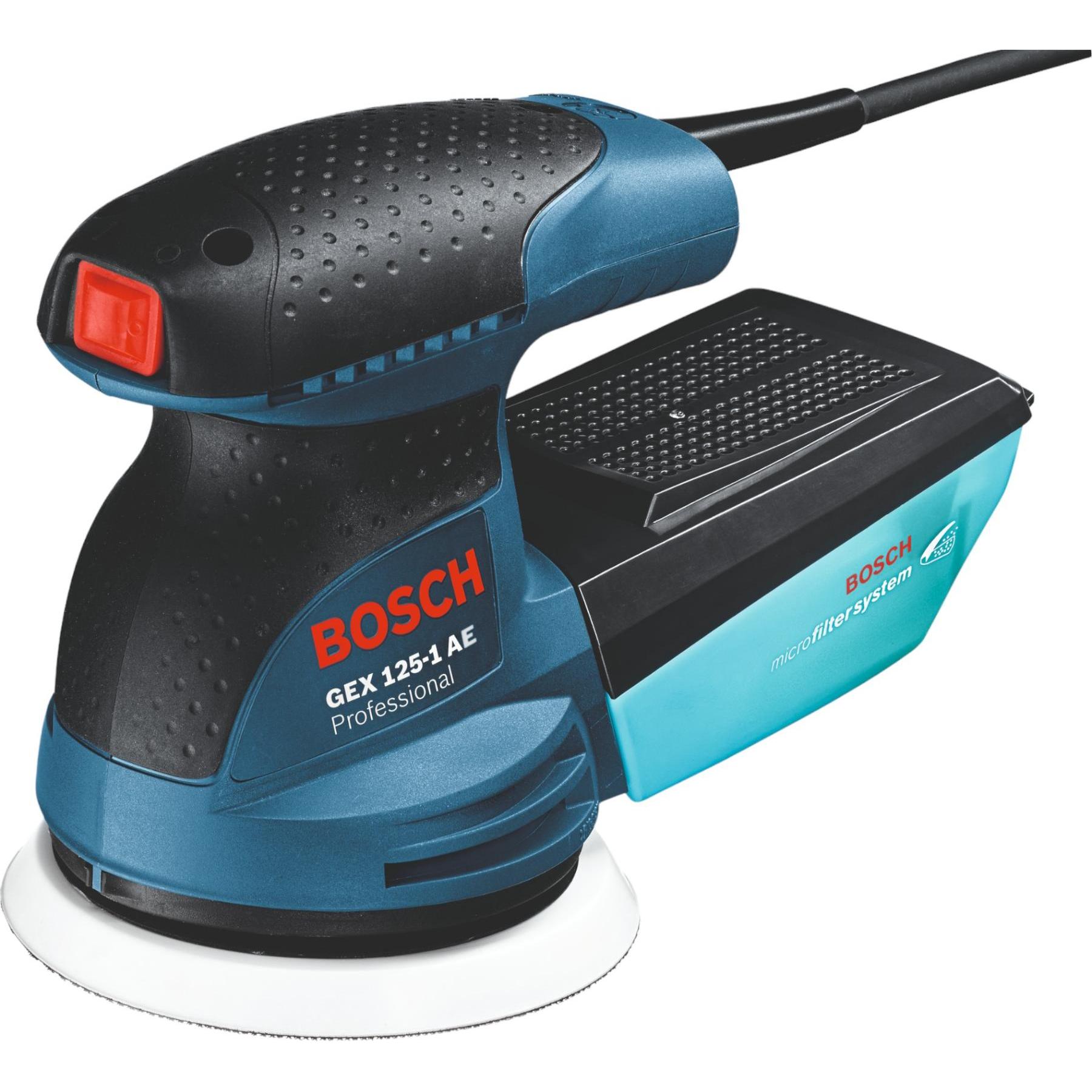 Bosch Professional, Schleifmaschine + Poliermaschine, Exzenterschleifer GEX 125-1 AE, mit 3 x Schleifblatt C470, in Hand...