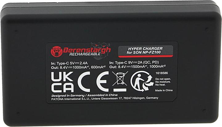 Produktbild Berenstargh Hyper PD Ladegerät für Sony FP-FZ100 A7 III A7M3 Alpha 7 III A7 R III A7RM3 Alpha 7 R II (Kamera Akku Ladegerät)