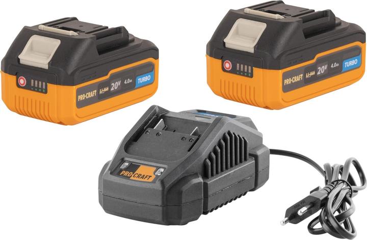 Procraft Starter Pack 20 V 20/2.4A Ladegerät + 2x 20/4 Turbo Akku 4,0 Ah (20 V)