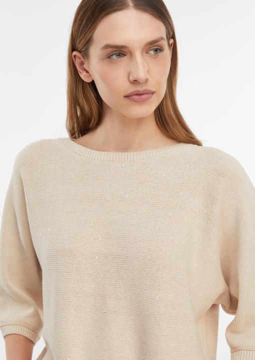 Image du produit Comma Strickpullover Fledermaus-Pullover mit Allover-Pailletten (L)