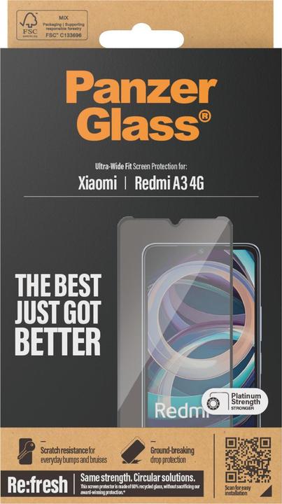 Produktbild PanzerGlass Displayschutz Xiaomi Redmi A3 4G | Ultra-Wide Fit (1 Stk., Xiaomi Redmi A3)