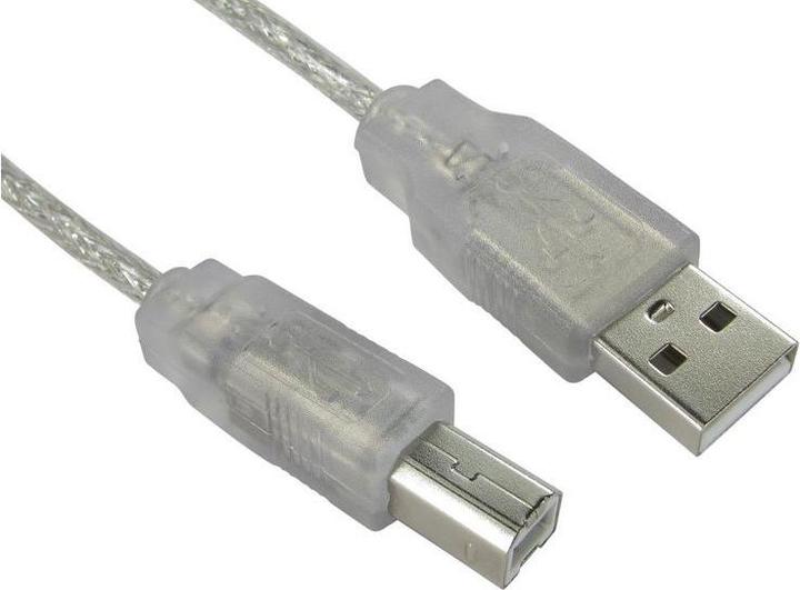 Image du produit RS PRO Câble USB, USBA / USB B, 1m USB 2.0 Transparent (1 m, USB 2.0)