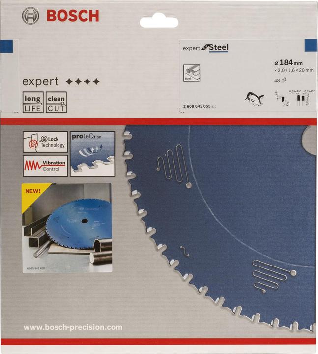 Produktbild Bosch Professional Zubehör Kreissägeblatt Expert for Steel, 184 x 20 x 2,0 mm, 48