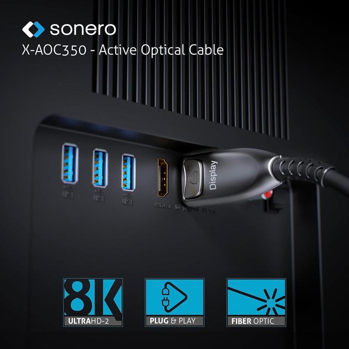 Produktbild Purelink sonero DisplayPort 8K Glasfaser Extender Kabel - 25m (25 m, DisplayPort, 1.4)