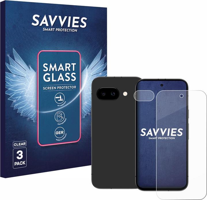 Produktbild Savvies Panzer Schutzglas für Google Pixel 9a (Display+Kamera) Schutzfolie Displayschutz Display Schutz (3 Stk., Google Pixel 9a)