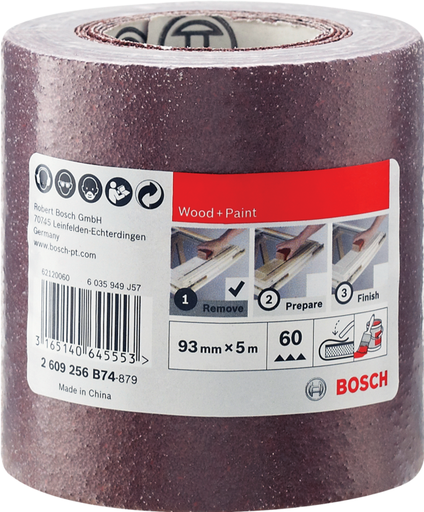 Image du produit Bosch Zubehör Rouleau abrasif bois et peinture, 93 mm x 5 m, P60 (P60)