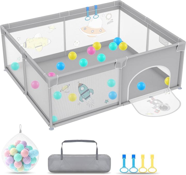 Milkii Laufgitter/ Laufstall + Bälle, Space (150 x 180 cm) (180 cm, 150 cm)