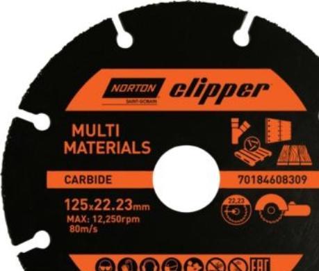 Actual product image Norton Clipper TCT cutting blade ANGLE GRINDER MULTIMATERIAL 125x22.2