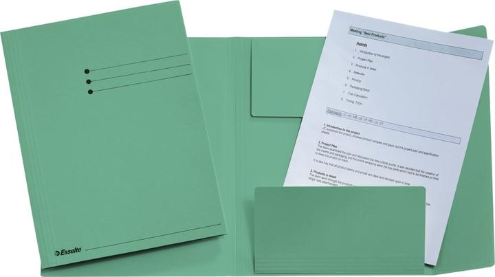 Produktbild Esselte Dreiflügelmappe 1033308 Folio Karton 240 mm x 318 mm Grün (A4, 50 x)