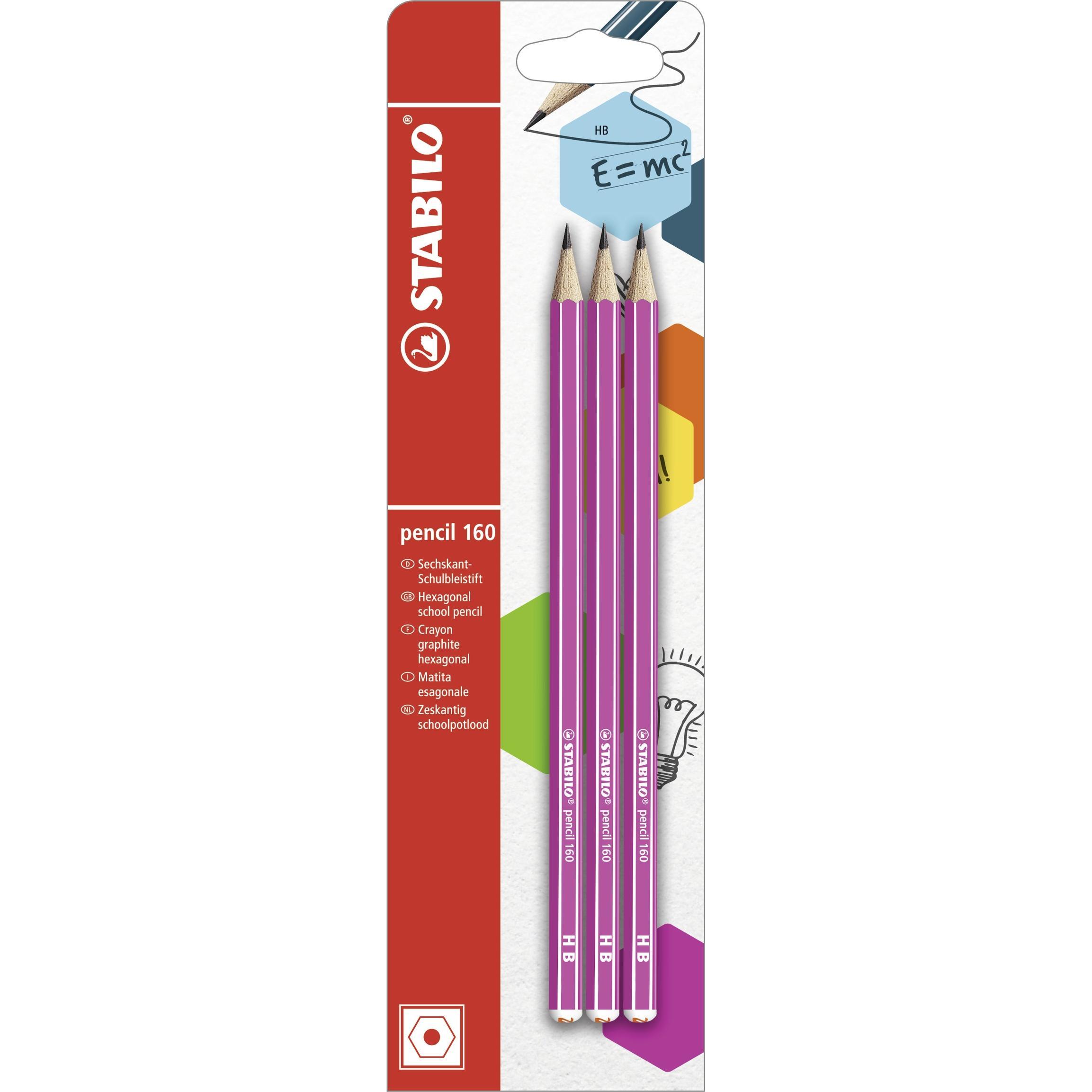 STABILO, Bleistift, Bleistift - pencil 160 in pink - 3er Pack - Härtegrad HB (2.20 mm, HB, 3 x)