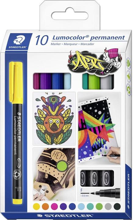 Actual product image Staedtler Lumocolor permanent universal pen 318, F, cardboard box with 10 pieces, assorted (10x)