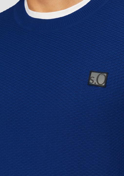 Produktbild S.Oliver Strickpullover Strukturierter Strickpullover mit Logo-Patch (XXL)
