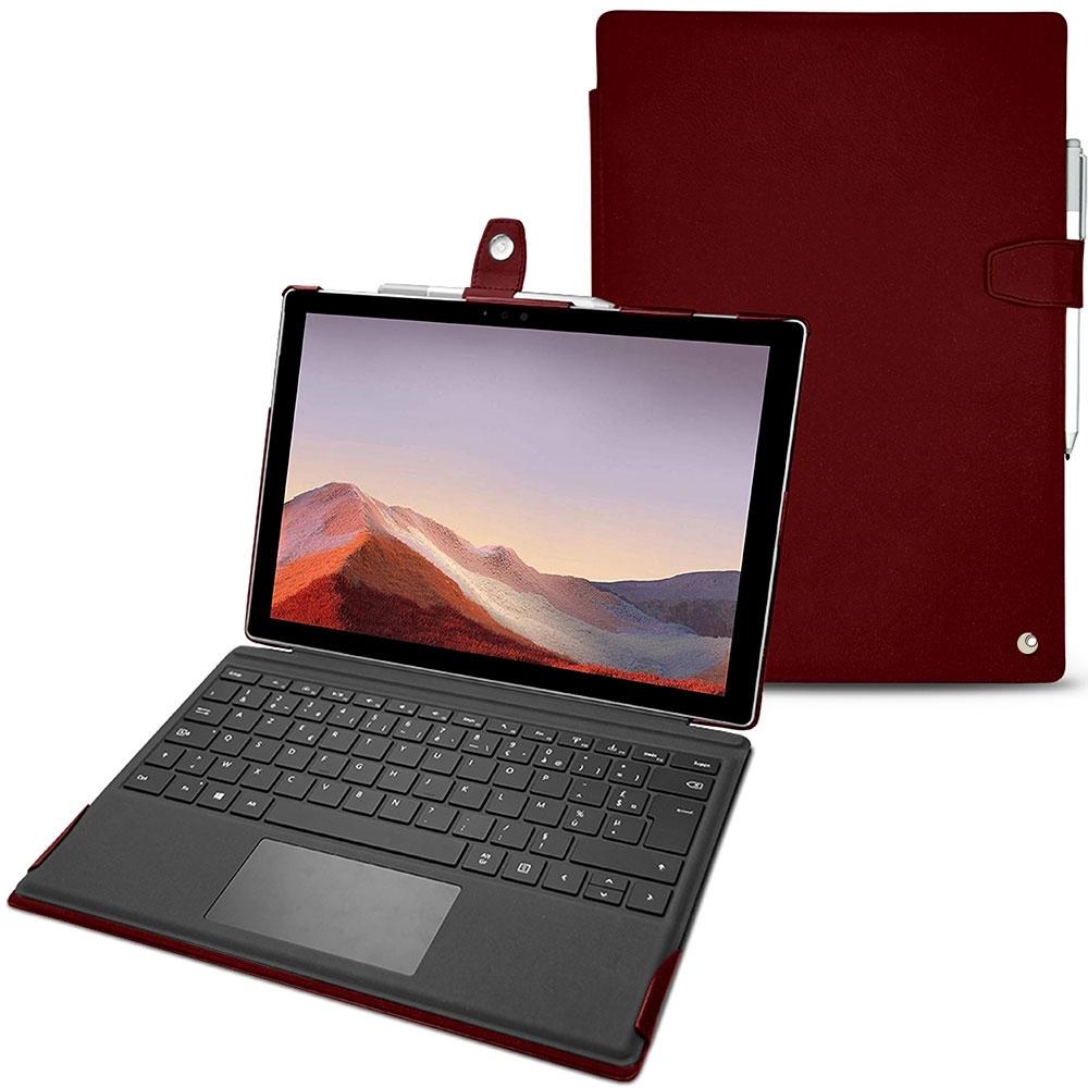 Noreve Lederschutzhülle (Microsoft Surface Pro 7), Tablet Hülle, Rot