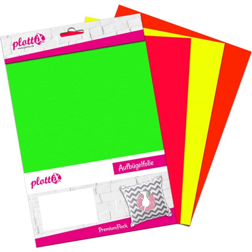 PlottiX PremiumFlock Neon Bundle 20cm x 30cm (4 Folien)