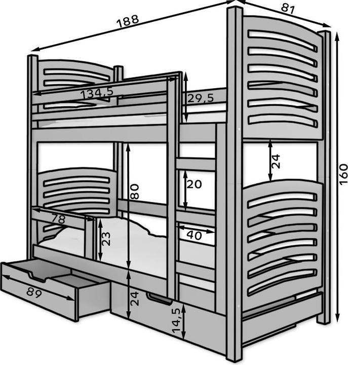 Image du produit ADRK Furniture Lit superposé avec matelas OSUNA