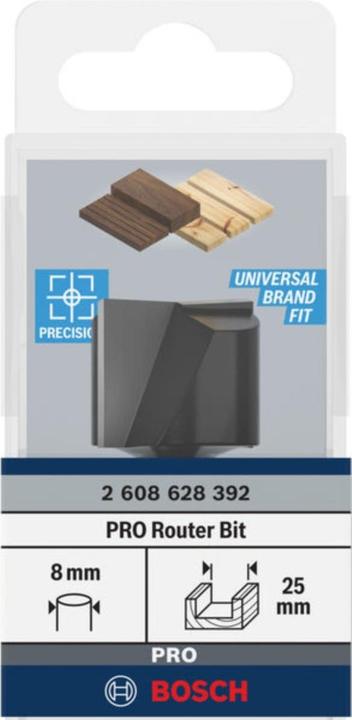 Produktbild Bosch Professional Zubehör Nutfräser, 8 mm, D1 25 mm, L 19,6 mm, G 51 mm. Für Handfräsen