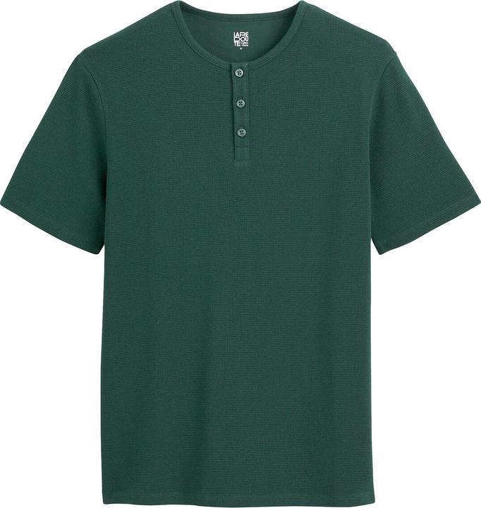 Image du produit La Redoute Collections Haut en forme de t-shirt avec encolure ronde et petite patte de boutonnage (L)