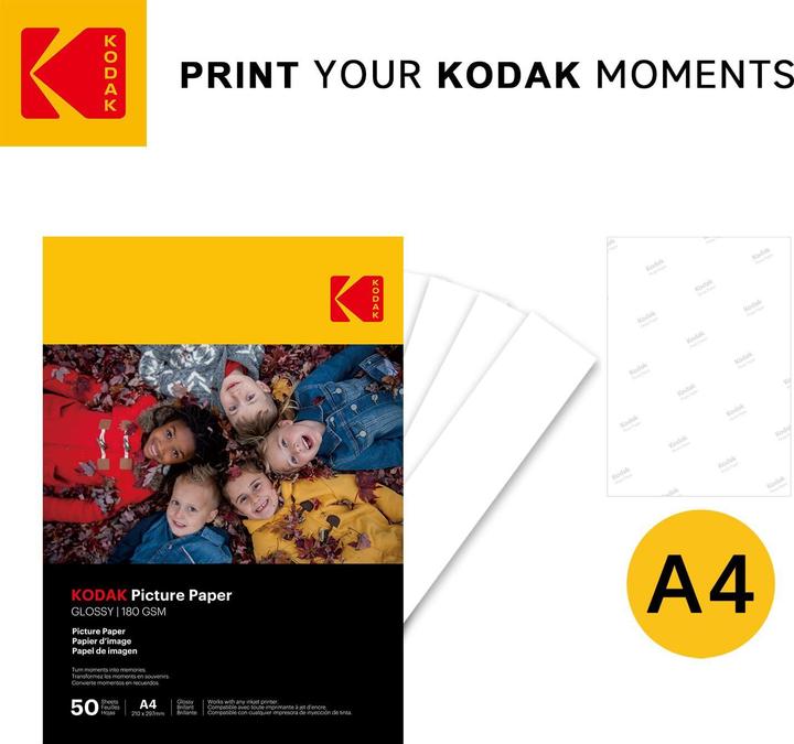 Actual product image Kodak 180gsm 9.1 mil Glossy A4x50 (180 g/m², A4, 50 pcs.)