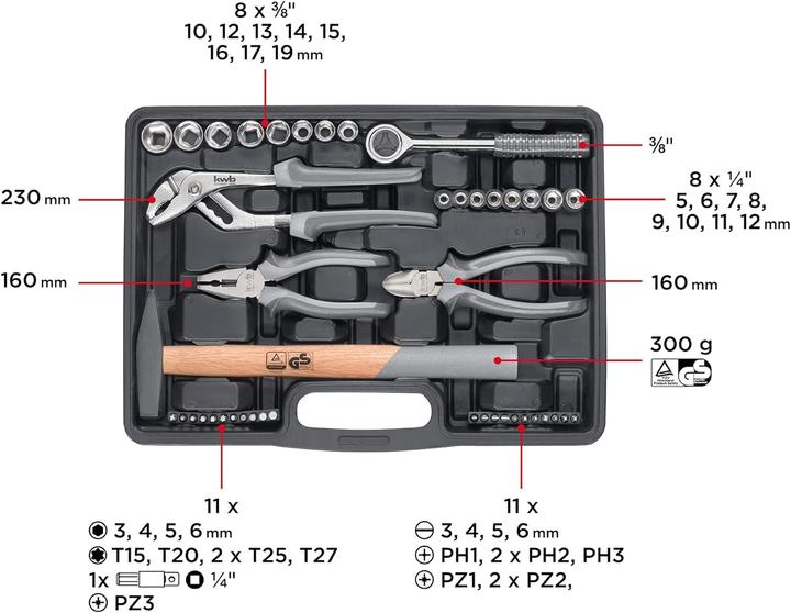 Produktbild kwb Werkzeugkoffer 64-teilig 64 -teilig (63 Teile)