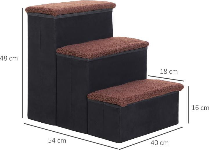 Produktbild PawHut Haustiertreppe mit 3 Stufen (Hund, Faltbar)