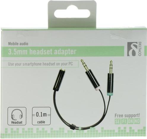 Actual product image Deltaco Adapter PC-headset 2 x 3.5mm ha -> 1 (Jack adapter)